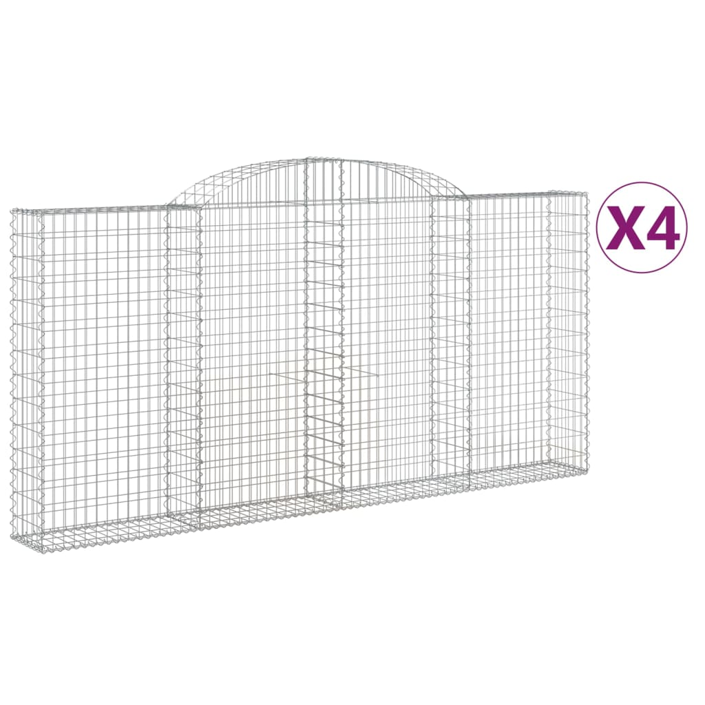 4 db íves horganyzott vas gabion kosár 300x30x140/160 cm (3146559)