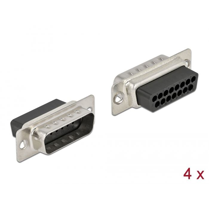 Delock D-Sub 15 tűs krimpelhető apa, fém 4 db. (66709) (DE66709)