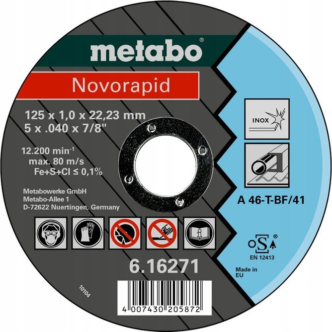 Metabo vágókorong Inox 125 x 1,0 x 22,23, TF41 (616271000)