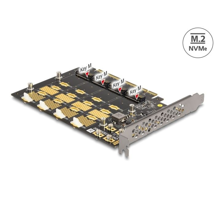 Delock PCI Express x16 kártya - 4 x belső NVMe M.2 Key M (89017) (del89017)