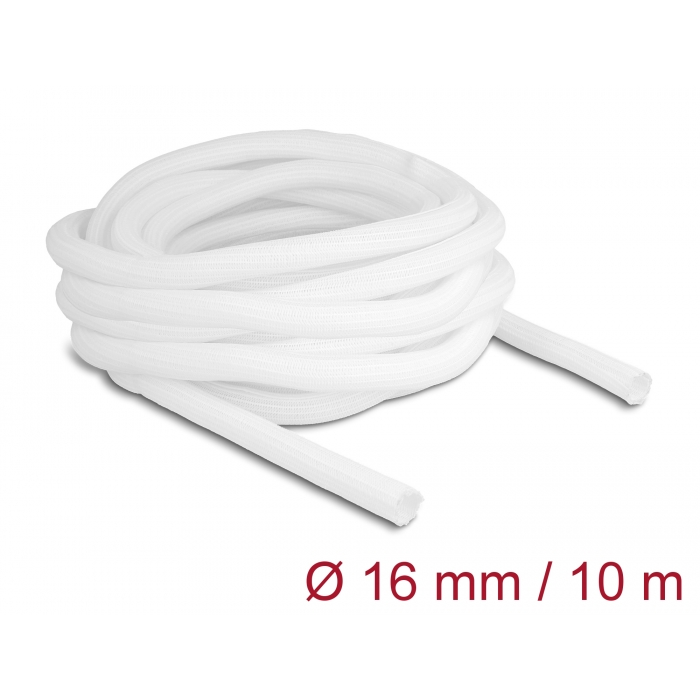 Delock Fonott kábelharisnya önzáródó 10 m x 16 mm fehér (20814) (20814)