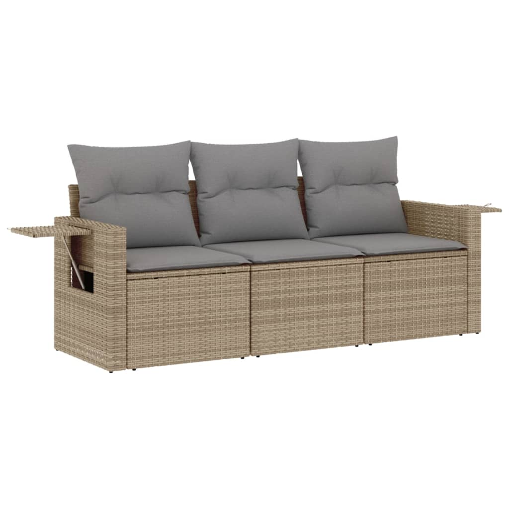 3 részes bézs polyrattan kerti ülőgarnitúra párnákkal (3252196)