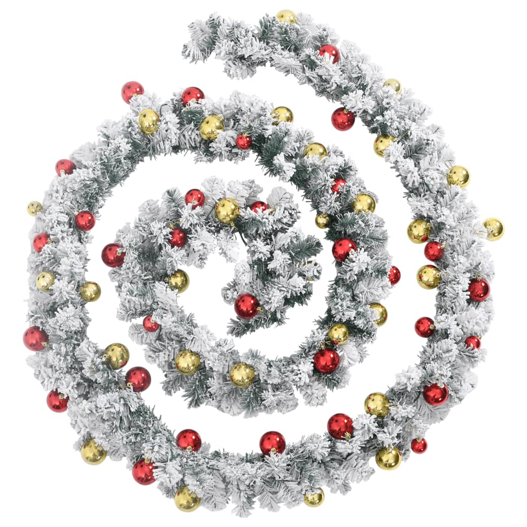 zöld PVC karácsonyi füzér gömbökkel és LED-ekkel 20 m (4019674)