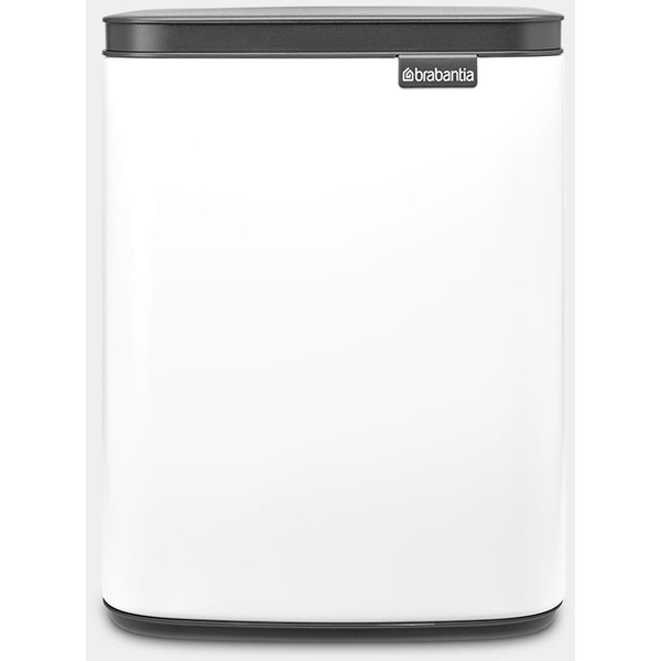 Brabantia Bo Waste Bin hulladékgyűjtő felnyitható, Soft-Close fedéllel, fali/álló, műanyag tartály, 7L - B méret, acél, fehér - 222368