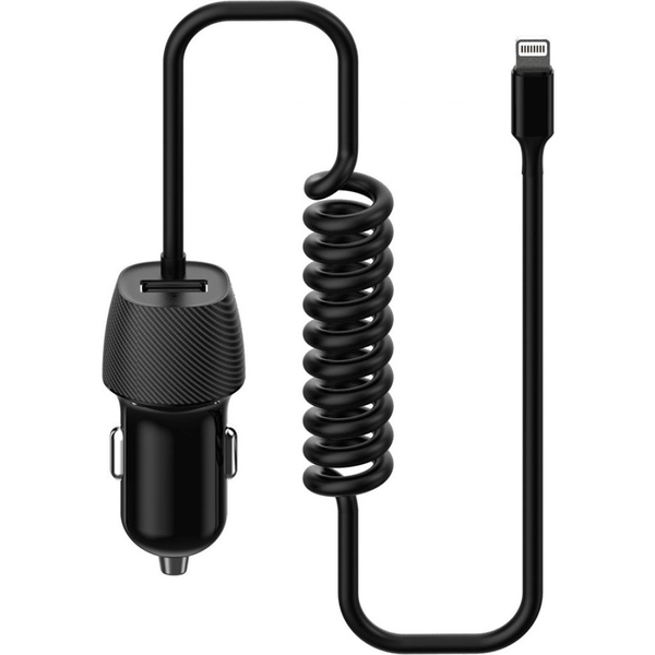 Platinet PLCRSL Car Charger Spiral 3,4A Lightning cable Black