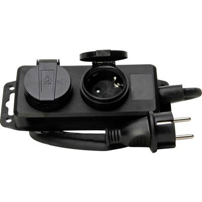 Kopp 223002043 Elosztó kapcsoló nélkül 2 részes Fekete Védőérintkezős 1 db (223002043)