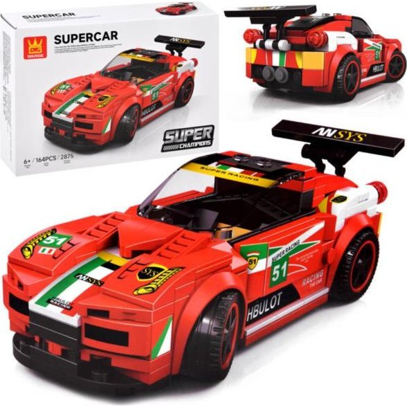 Super Car Piros Színű Versenyautó - 164 Építőblokkból Álló Készlet (ZA4289)