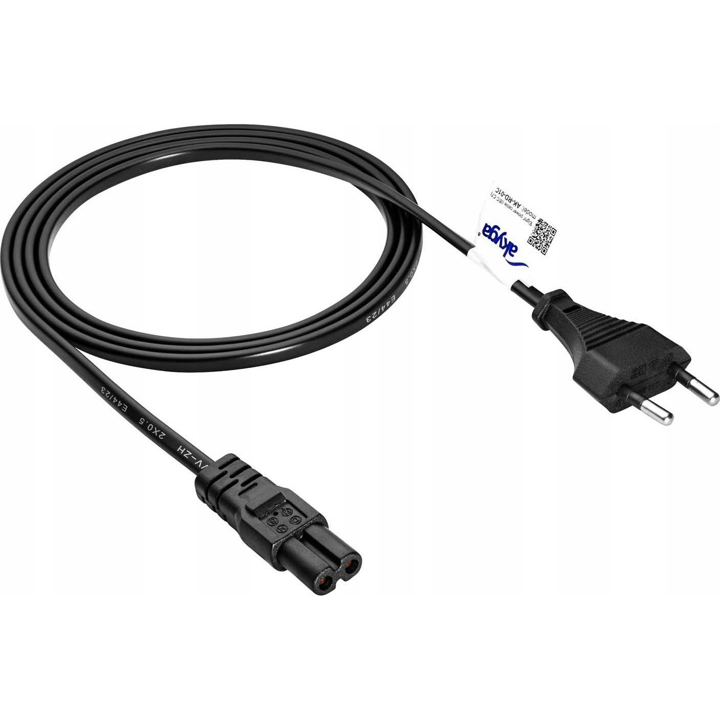 Akyga Áram Csatlakozókábel [1x Euro dugó - 1x Kiskészülék alj, C7] 1.5 m Fekete (AK-RD-01C)