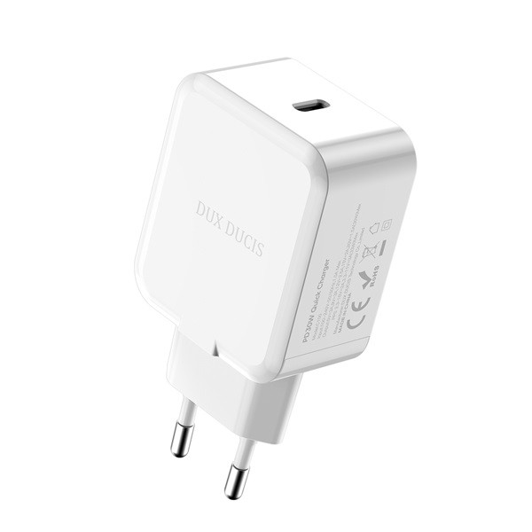 DUX DUCIS C100 hálózati töltő Type-C aljzat (5V / 3000mA, 30W, PD gyorstöltés támogatás) FEHÉR (5996591206257)