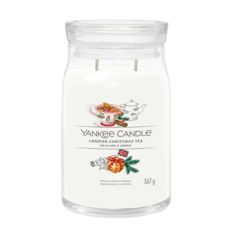 Yankee Candle Signature Tea Karácsonykor Londonban Illatgyertya 567g - Fehér (1763285E)