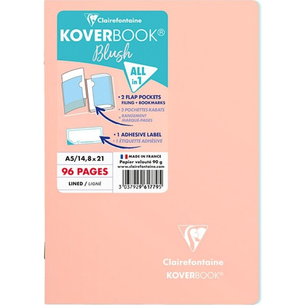 Clairefontaine Koverbook Blush A/5 48 Lapos Pp Borítású Vonalas Korall Füzet
