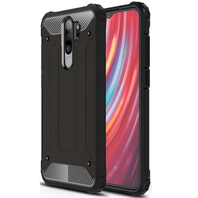 Huawei P Smart Plus (2019), Műanyag hátlap védőtok, Defender, fémhatású, fekete (89204)