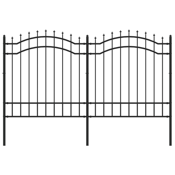 fekete porszórt acél kerti kerítés lándzsa hegyekkel 165 cm