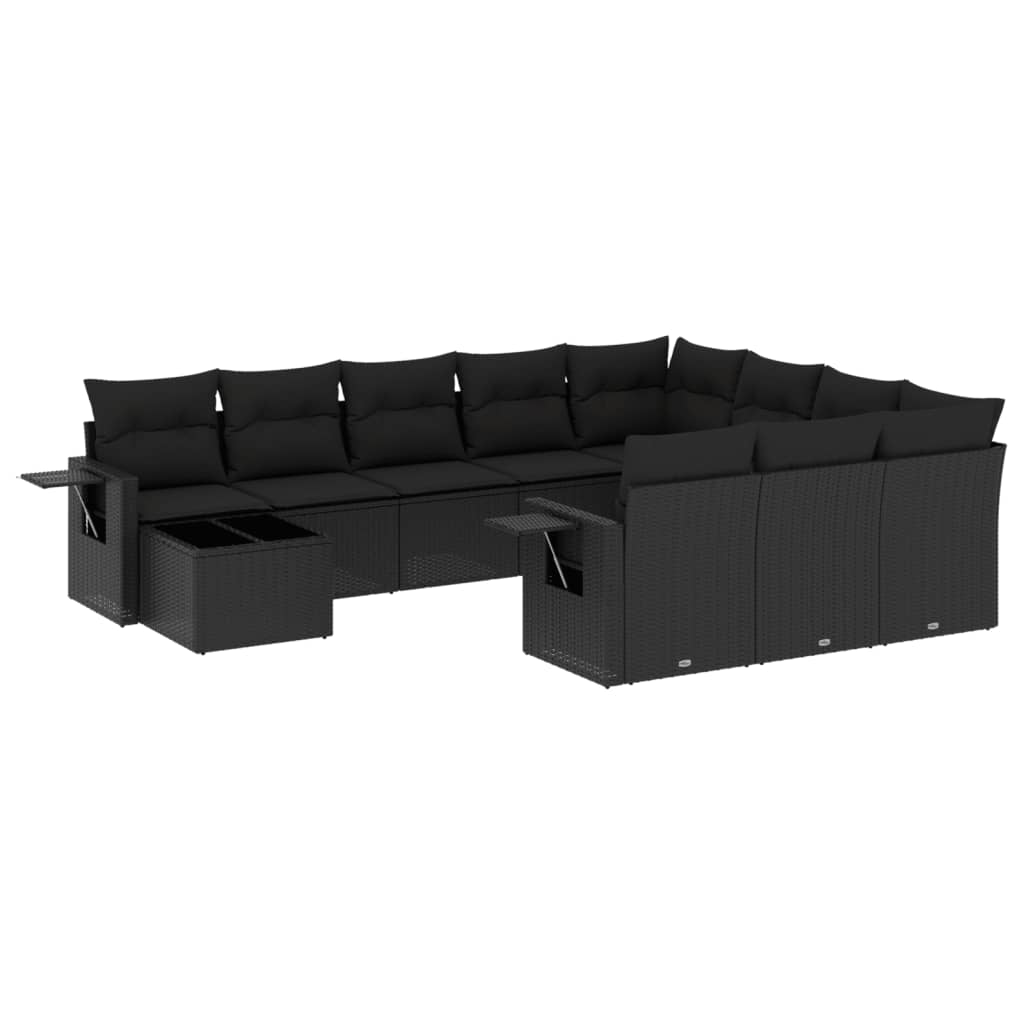 11 részes fekete polyrattan kerti ülőgarnitúra párnákkal (3220724)