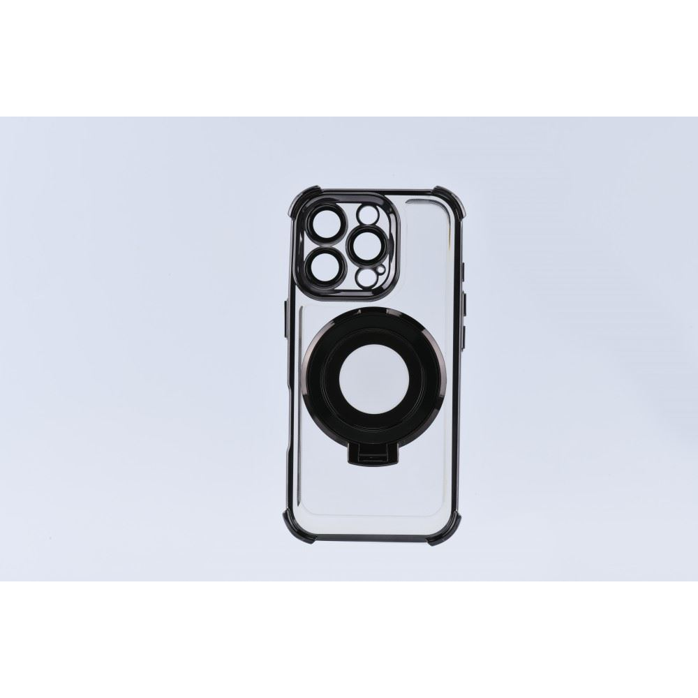 Cellect iPhone 16 Pro mágneses tok kitámasztó gyűrűvel átlátszó-fekete (CEL-MAGRIN-IPH16PRBK) (CEL-MAGRIN-IPH16PRBK)