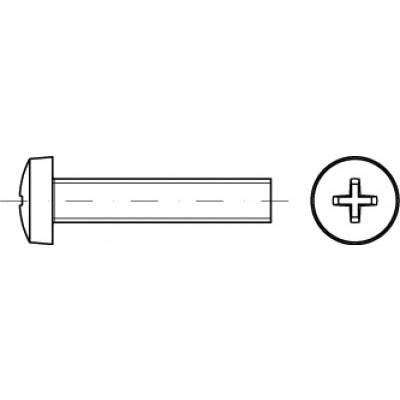 TOOLCRAFT TO-5430822 hengeres fejű csavar M8 70 mm kereszthornyú Philips ISO 7046 galvanikusan cinkezett acél 100 db (TO-5430822)