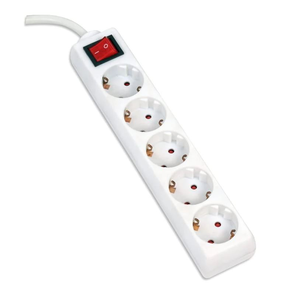 Platinet Omega hálózati elosztó kapcsolóval 5m fehér (OL5G5W)