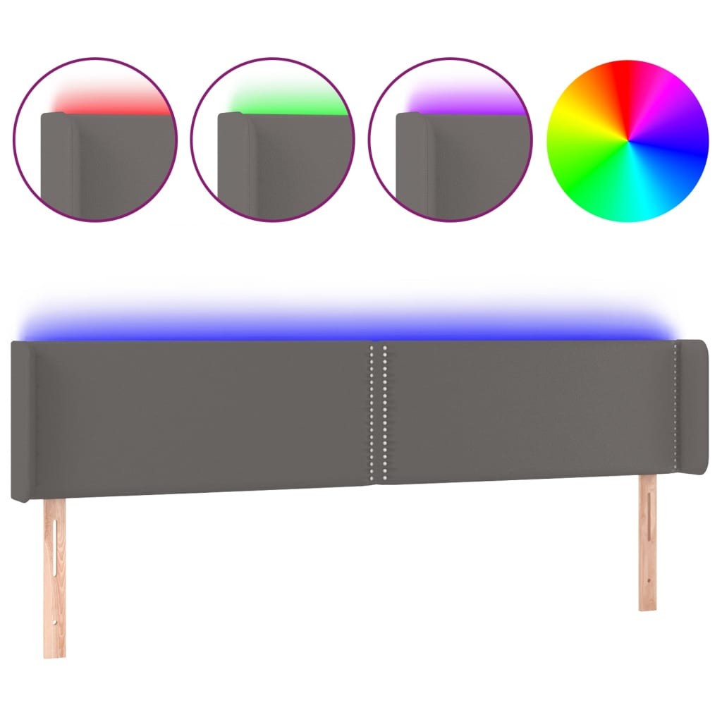 szürke bársony LED-es fejtámla 203x16x78/88 cm (3123208)