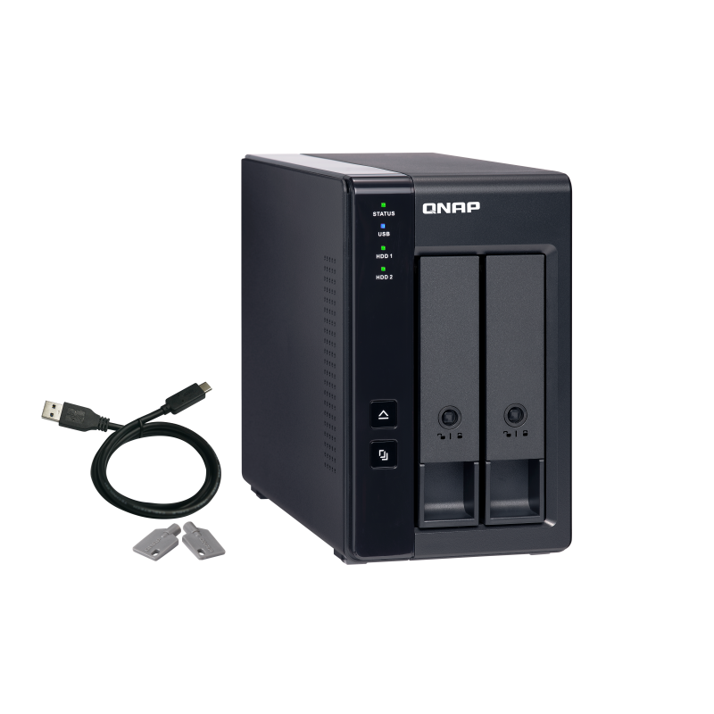 2-bay 3.5" SATA HDD USB 3.1 Gen2 10Gbps type-C hardware RAID external enclosure. (TR-002)