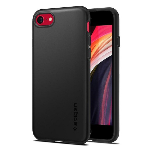 SPIGEN THIN FIT műanyag telefonvédő (matt, ultravékony, kamera védelem) FEKETE [Apple iPhone SE 3 (2022)] (ACS01339)