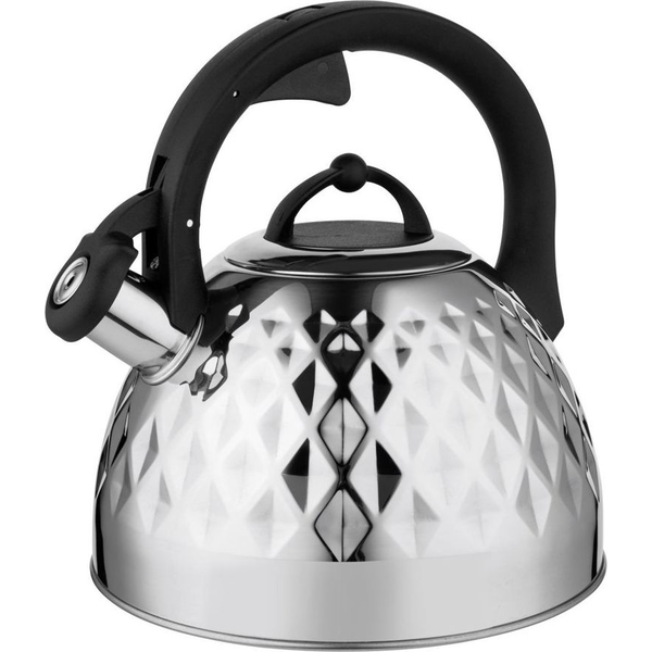 Tetera Con Silbato, Hervidor De Agua 2,5l, Inducción, Acero Inox, Moderno, Mango Ergonómico Acero Inoxidable  Florina Fenny Mirror