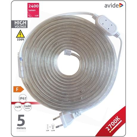 Avide LED szalag 220V 24W SMD3528 2700K IP67 5m (ABLSBL-220V-3528-60WW67) (ABLSBL-220V-3528-60WW67)