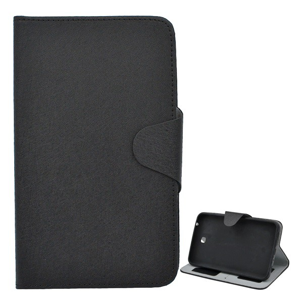 Tok álló, bőr hatású (FLIP, oldalra nyíló, asztali tartó funkció, prémium) FEKETE [Samsung Galaxy Tab3 Kids 7.0 (SM-T2105)]