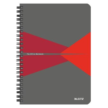 Leitz spirálfüzet, A5, vonalas, 90 lap, "Office", szürke-piros (E44990025)