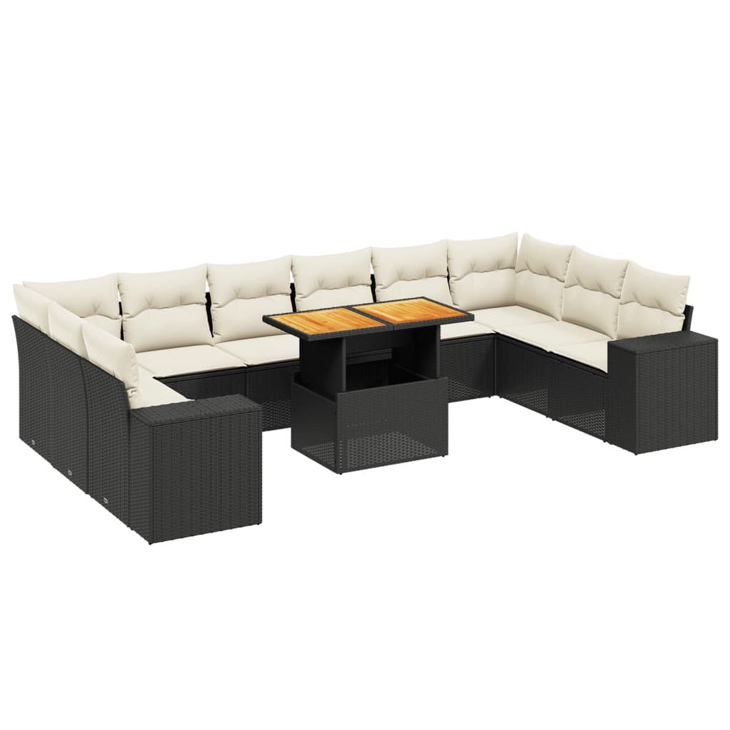 11 részes fekete polyrattan kerti ülőgarnitúra párnákkal (3272806)
