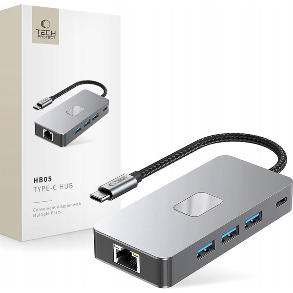 USB Hub Tech-protect USB TYPE-C / HDMI / SD / TF / RJ45 9 portos