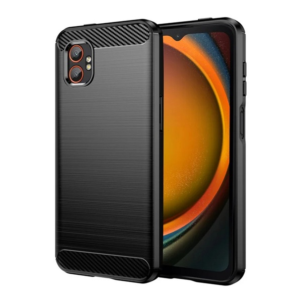 Szilikon telefonvédő (ütésállóság, légpárnás sarok, szálcsiszolt, karbon minta) FEKETE Samsung Galaxy Xcover 7 Pro (SM-G766) "Gigapack csomagolás" (GP-169308)