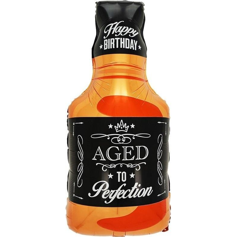 Héliummal tölthető whiskey-s üveg formájú szülinapi fólia lufi - 32 x 65 cm (5906639410454)