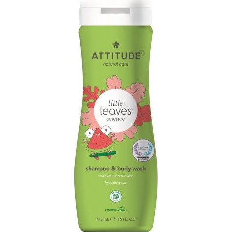 ATTITUDE Gyermek testápoló szappan és sampon (2 az 1-ben) Little leaves dinnye és kókusz illattal 47 (ATT00174)