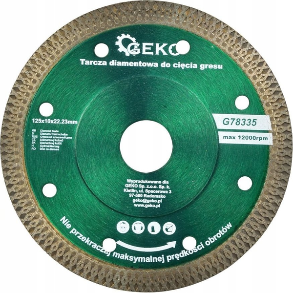 Geko Tarcza diamentowa 125x10x22.23mm do cięcia gresu (100)