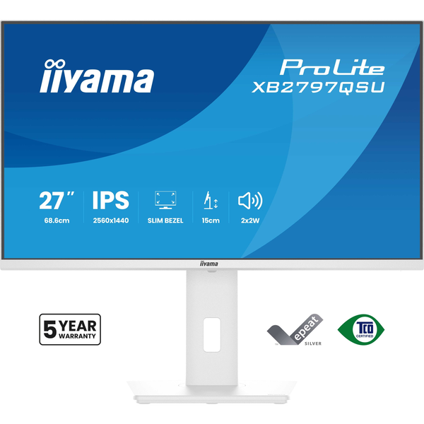 iiyama ProLite XB2797QSU-W1 LCD monitor 68,6 cm (27") 2560 x 1440 px Quad HD LED Biela