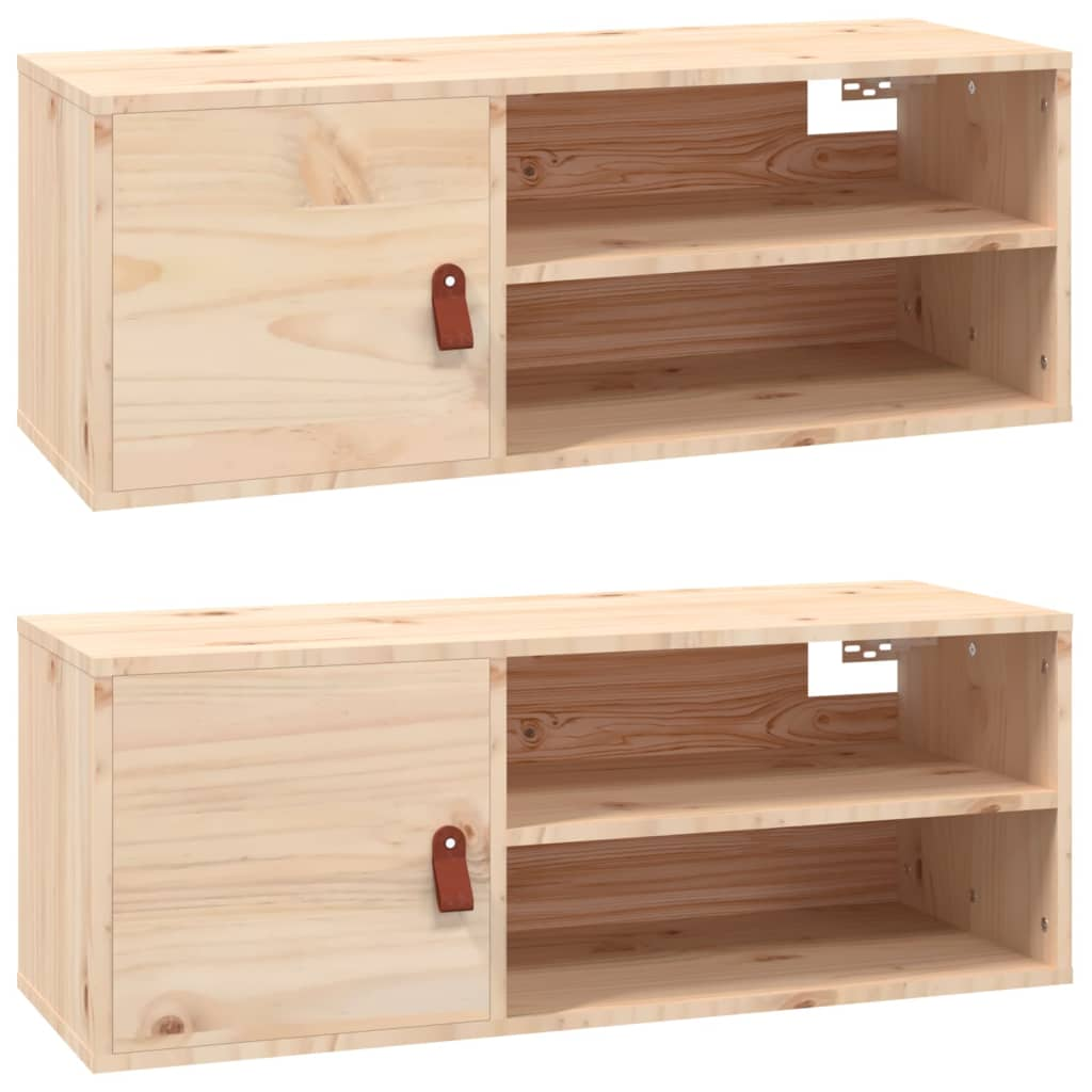 2 db tömör fenyőfa faliszekrény 80 x 30 x 30 cm (818386)