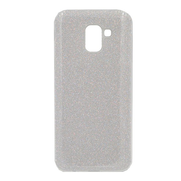 Szilikon telefonvédő (műanyag belső, csillogó hátlap) EZÜST [Samsung Galaxy J6 (2018) SM-J600F] (5996457782901)