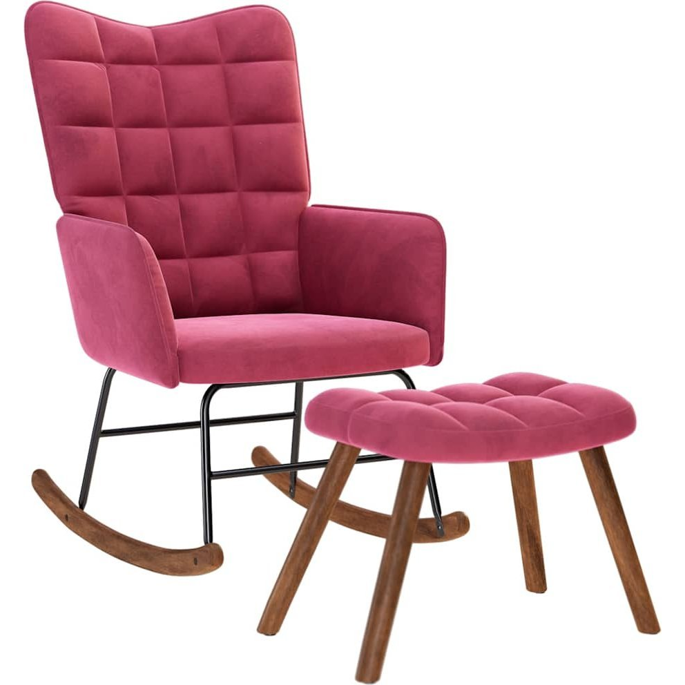 bordó bársony hintaszék lábtartóval (4016848)