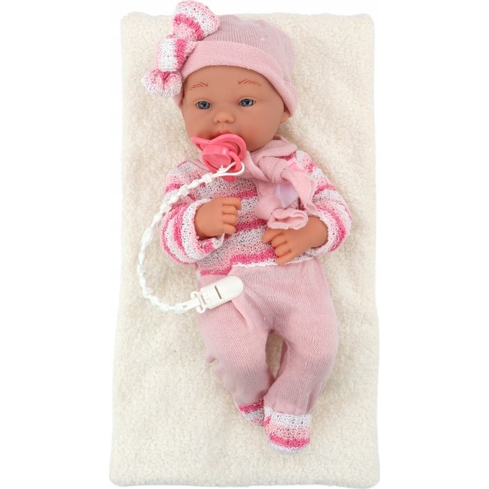 Baba Csíkos Pulóverben - Sapkával, Sállal, Kiegészítőkkel, Rózsaszín ( )