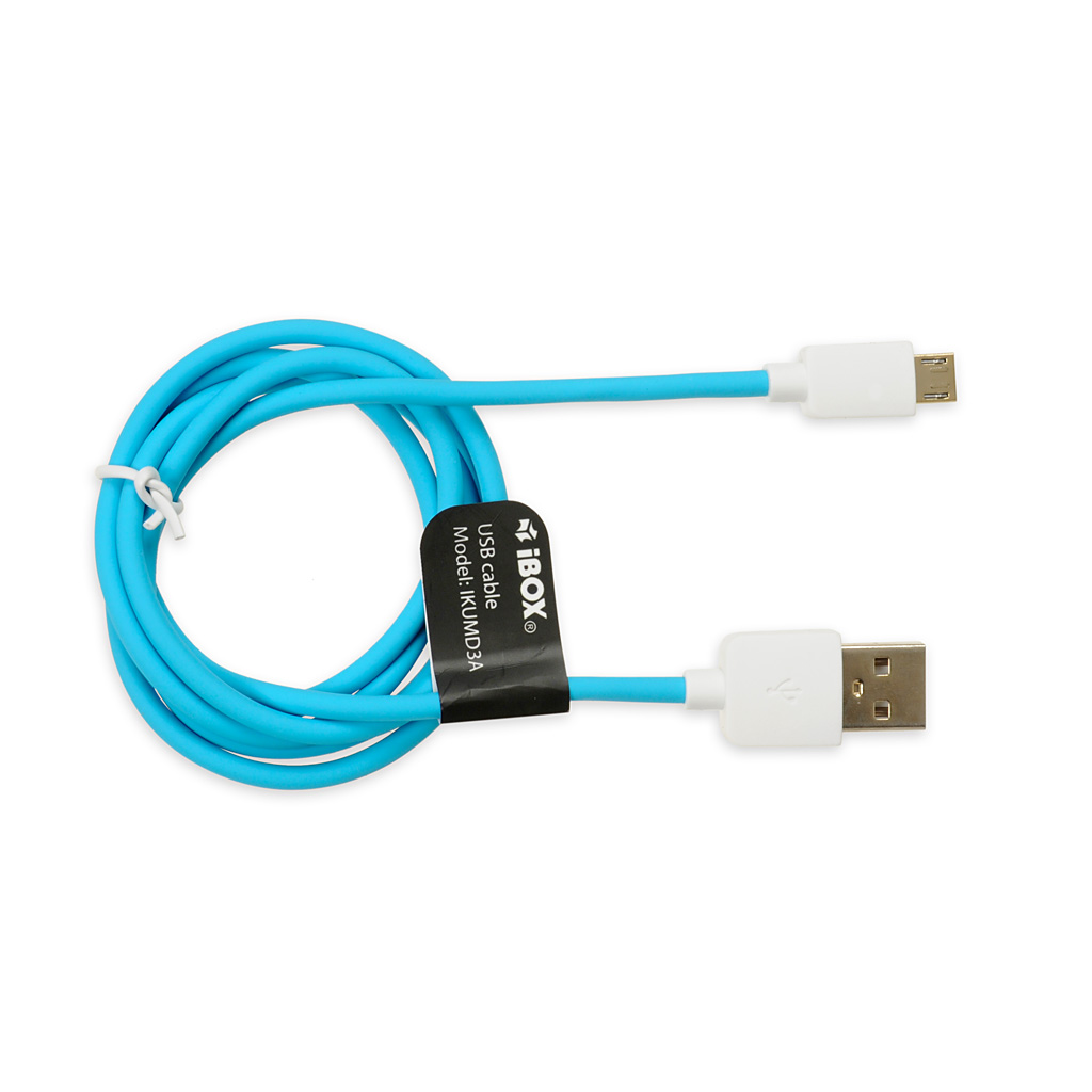 iBox IKUMD3A USB-A apa - Micro USB apa 2.0 Adat és töltőkábel - Kék (1m) (IKUMD3A)