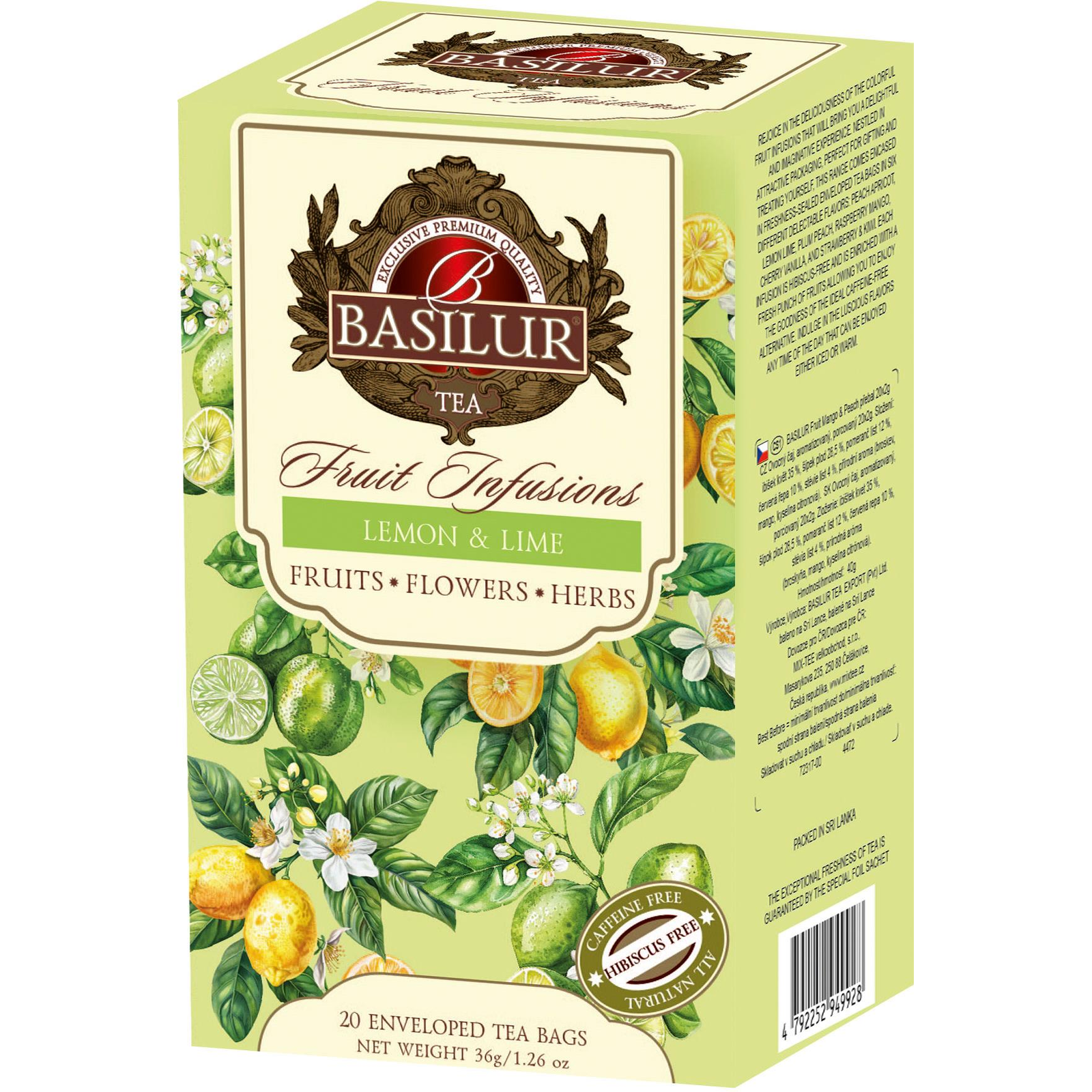 BASILUR Without Hibiscus Lemon & Lime 20 × 1,8 g, csomagolt (4792252949928)
