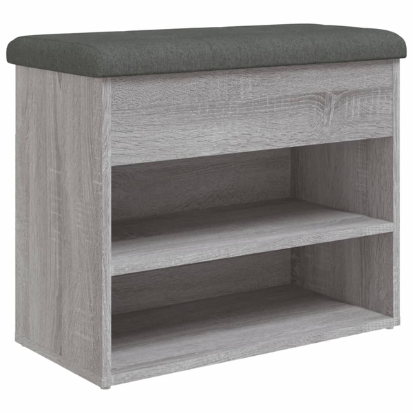 szürke sonoma színű szerelt fa cipőtároló pad 62 x 32 x 50 cm