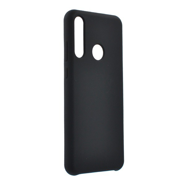 Szilikon telefonvédő (matt, mikrofiber plüss karcolásmentesítő belső, prémium) FEKETE [Huawei Y6p] (5996591000794)