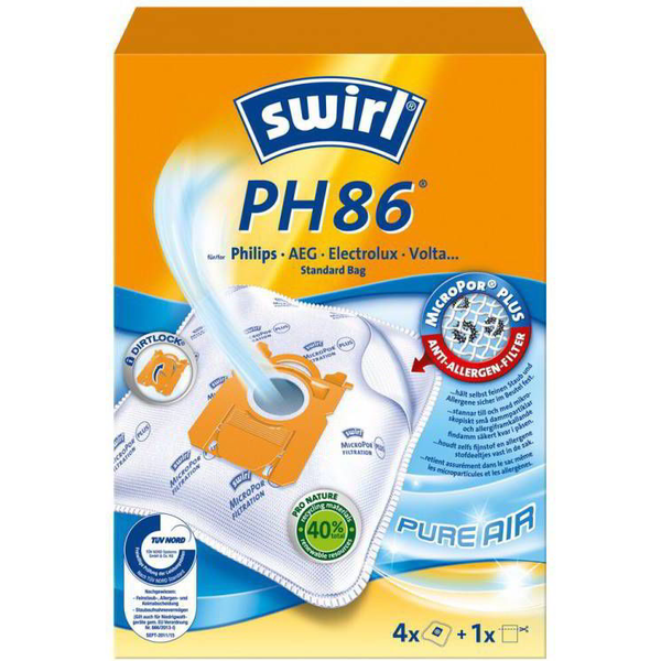 Комплект от 4 торби Swirl за прахосмукачки Philips - Electrolux, PH86/PH96
