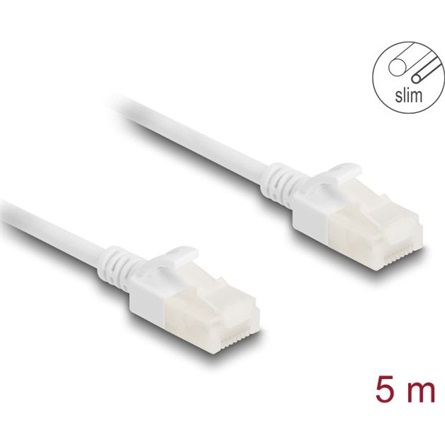Sieťový kábel RJ45 Cat.6A U/UTP Slim 5 m biely priemyselný Delock 80362
