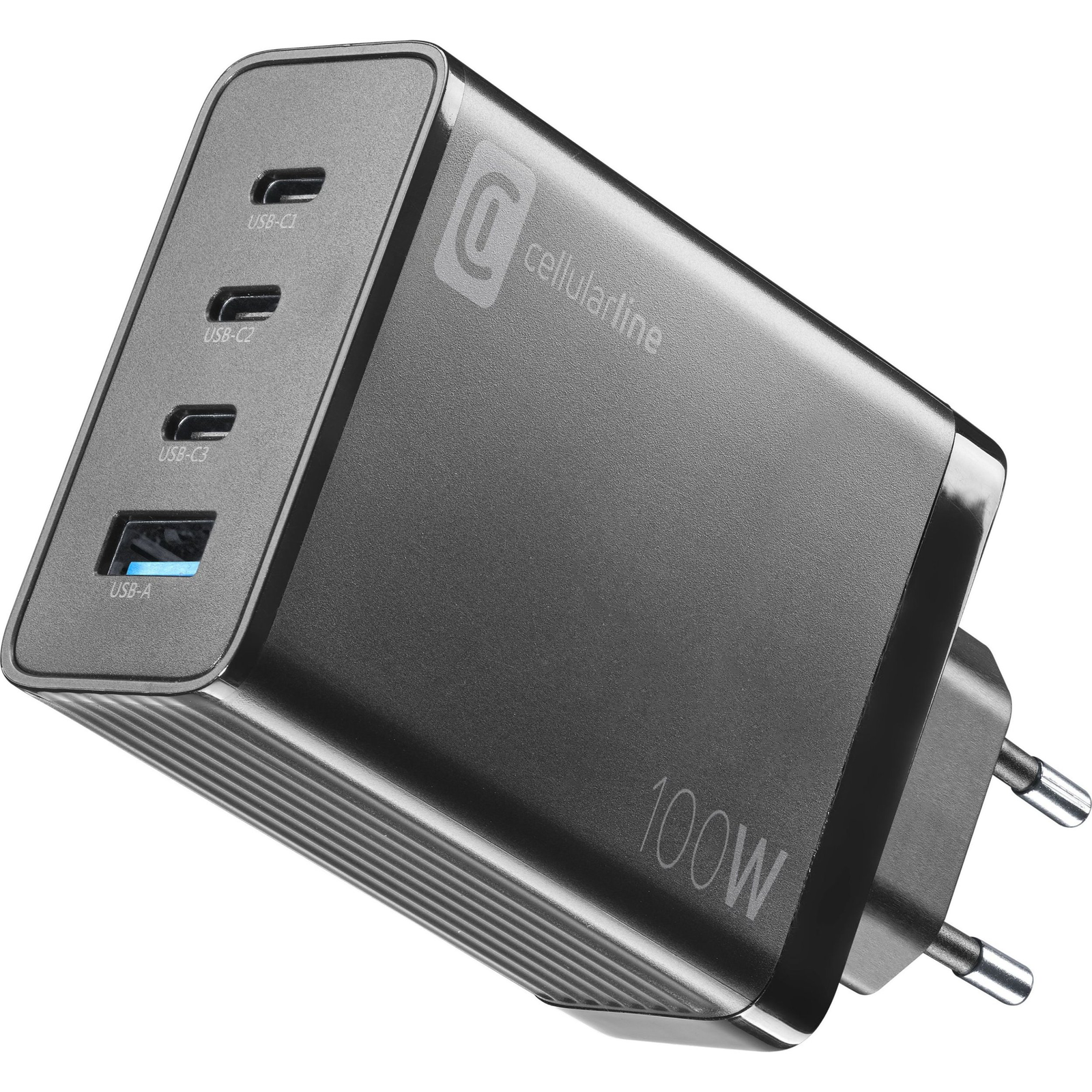 Cellularline ACHUSBGAN4WAL100WK mobiltelefon töltő Univerzális Fekete Váltakozó áram Gyorstöltés Beltéri (ACHUSBGAN4WAL100WK)