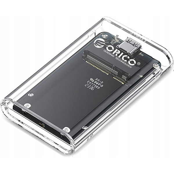 Disková kapsa Orico TC10-MS MSATA USB-C 3.2 5 Gb/s - průhledná