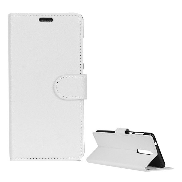 Tok álló, bőr hatású (FLIP, oldalra nyíló, asztali tartó funkció, prémium) FEHÉR [Nokia 5.1] (5996457793242)