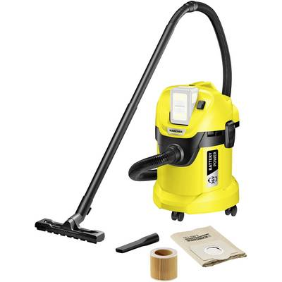 Прахосмукачка, Karcher, WD 3 Battery Wet, 36V, 300W, 17l, 388 x 340 x 503 mm, Жълто/Черно