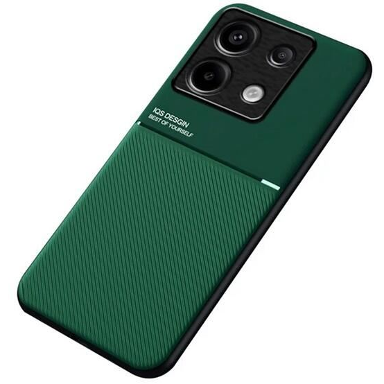 Gigapack Xiaomi Poco X6 5G mágneses, bőr hatású, csíkos mintás tok sötétzöld (GP-154811) (GP-154811)